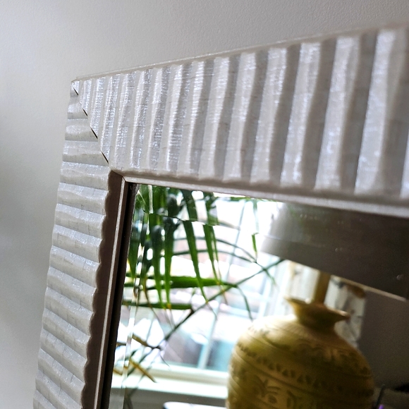 Glam White Beveled Mirror Vanity Fluted Wall Mirror 29.5" Bathroom Bedroom - Picture 13 of 13